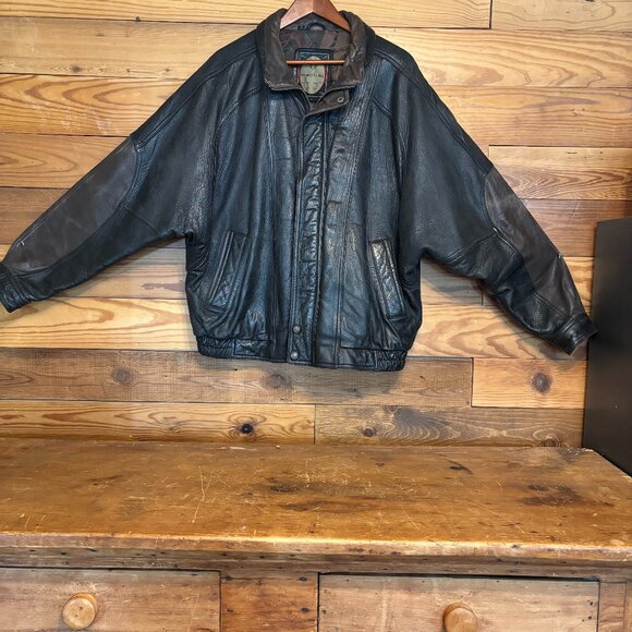 Members Only Leather Bomber Jacket - Picture 1 of 6